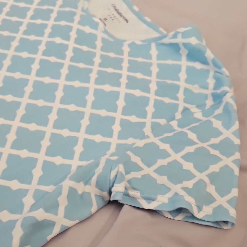 Croft & Barrow Blue and White Short Sleeve Classic Cotton Tee XL - Picture 6 of 7